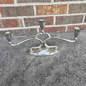 VINTAGE ROYAL HOLLAND DAALDEROP 3 ARM PEWTER CANDELABRA